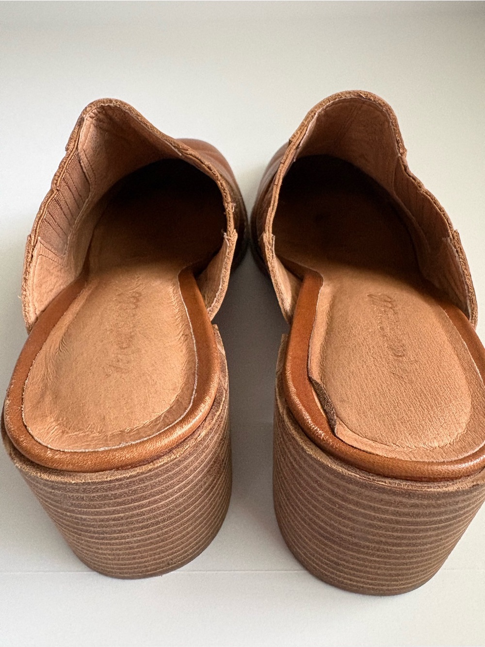 Madewell Carey 100% Leather Brown Stacked Heel Slip-On Mules Size 9.5 - Picture 6 of 12